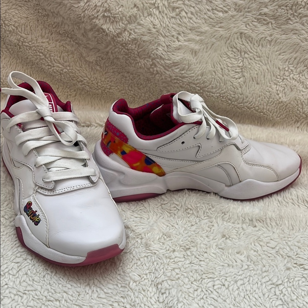 Puma Women's White and Pink Sneakers